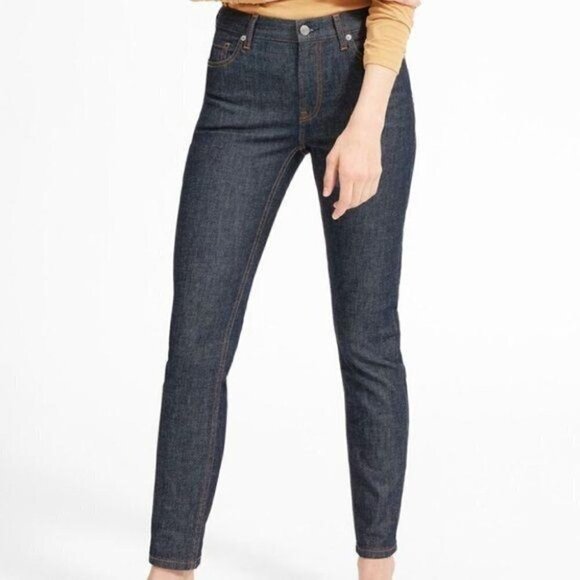 NWT Everlane The Mid Rise Skinny Jeans DARK INDIGO 25R - Picture 1 of 7